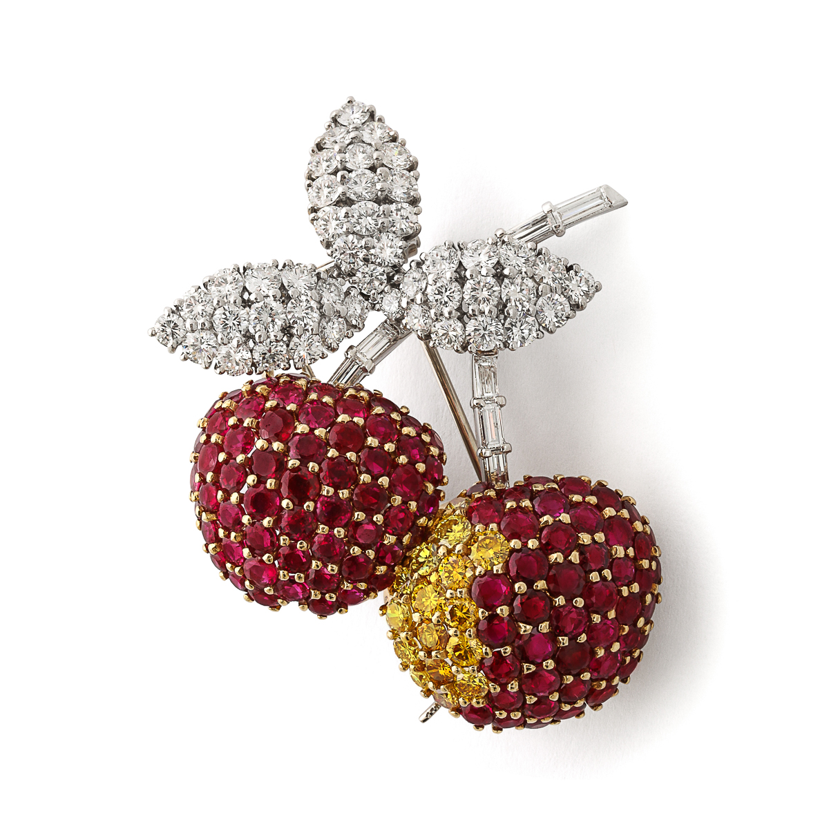Raymond Yard Ruby and Diamond Cherry Brooch