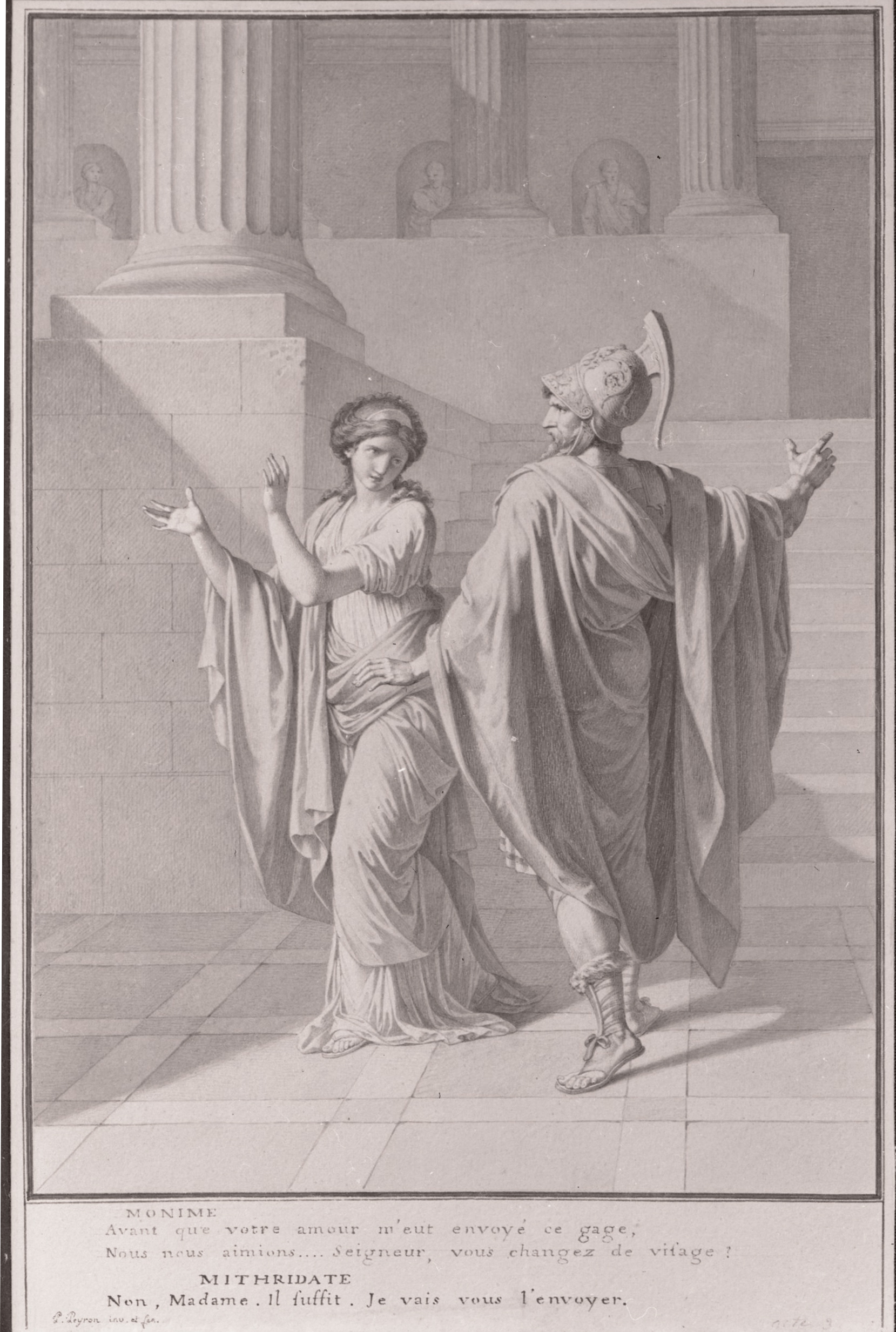 Drawing Illustrating Act III, Scene V of Racine's Mithridate