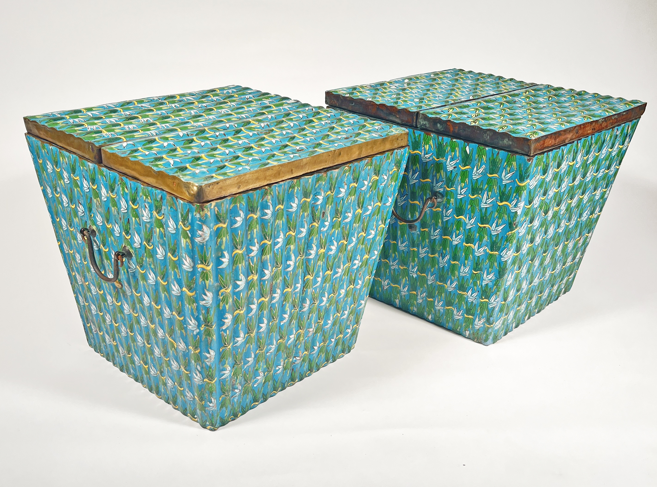 A Pair of Chinese Cloisonne Enamel Ice Boxes
