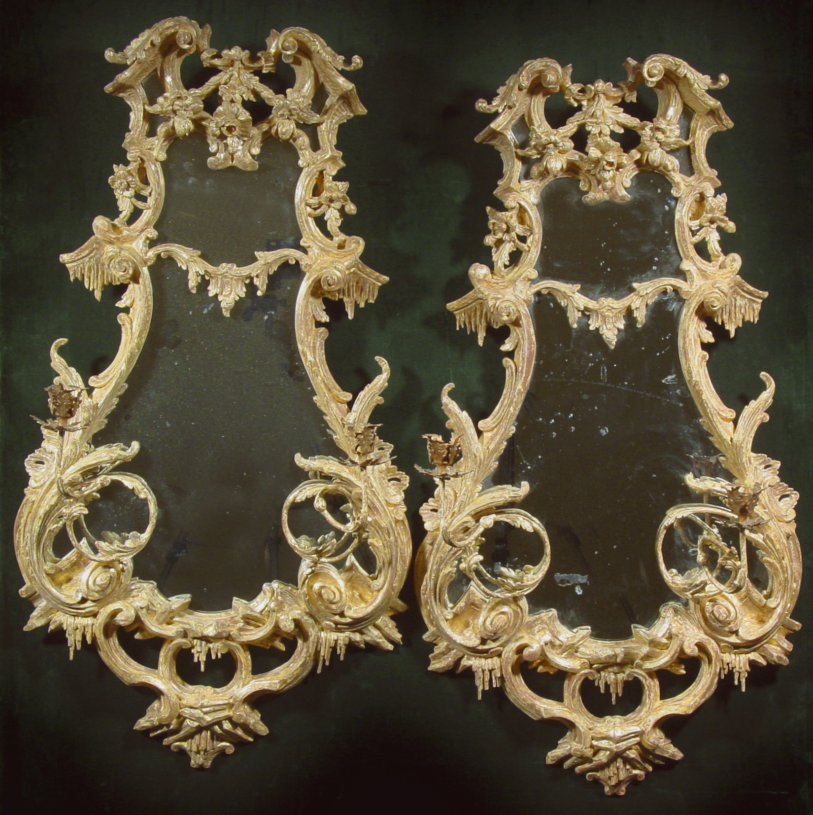 A Pair of George III Giltwood Girandoles