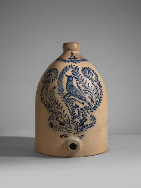 A Rare Cobalt Blue Decorated Stoneware Water Cooler