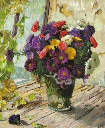 Carl Moll Floral Still Life with Asters ca. 1915