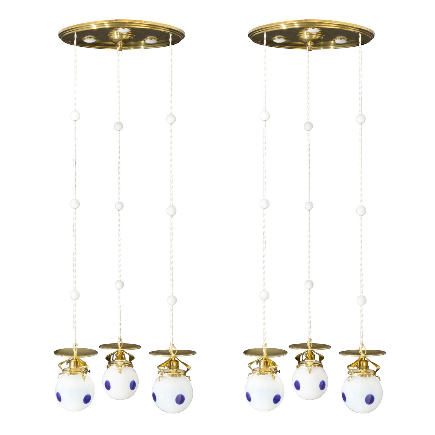 Pair of Pendant lamps with Loetz shades Koloman Moser ca. 1901