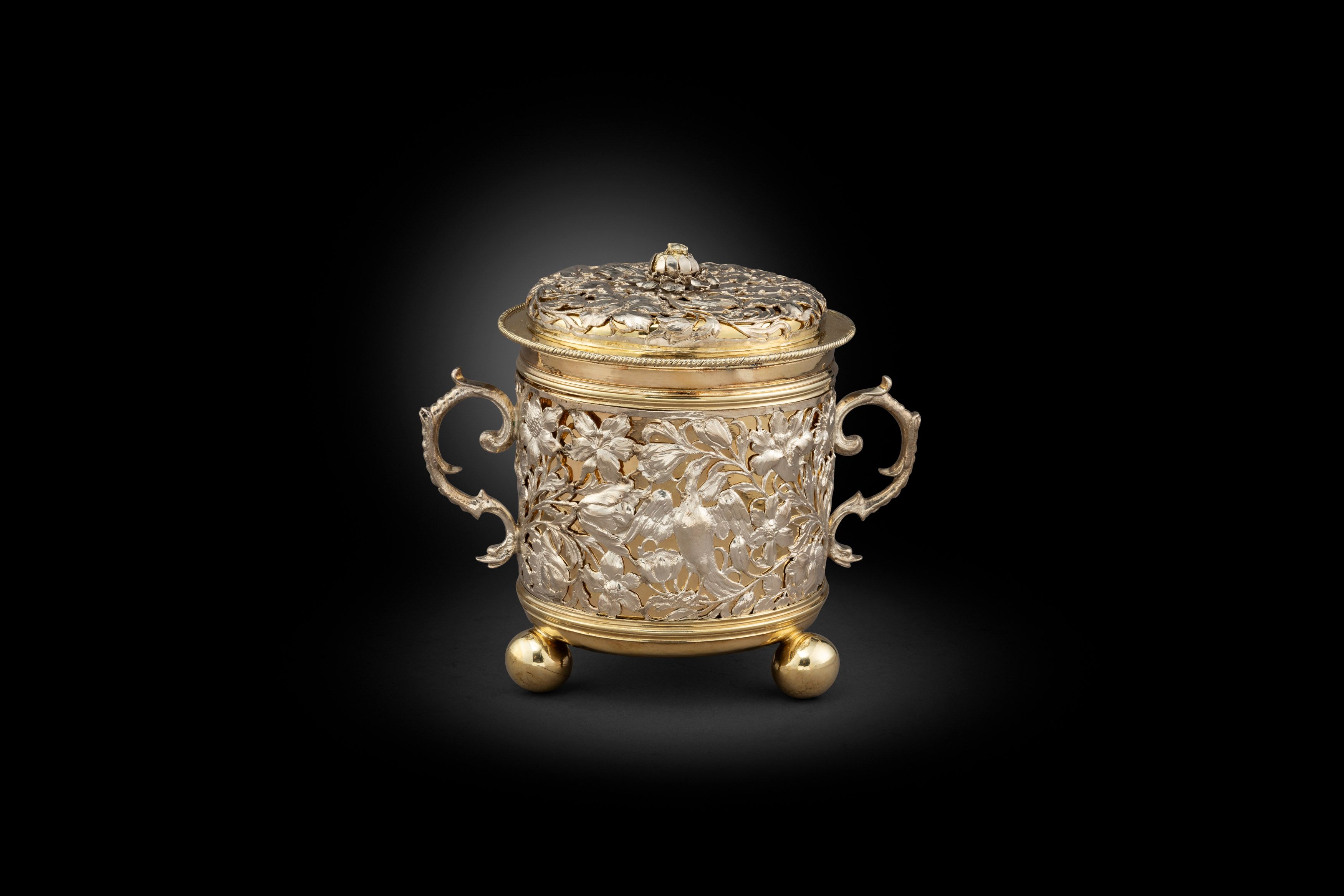 A 17th Century Parcel-Gilt Silver Cagework Cup & Cover