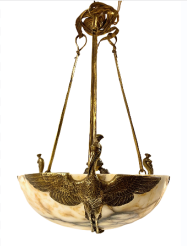 Gilt bronze and alabaster Fixture by Albert Cheuret