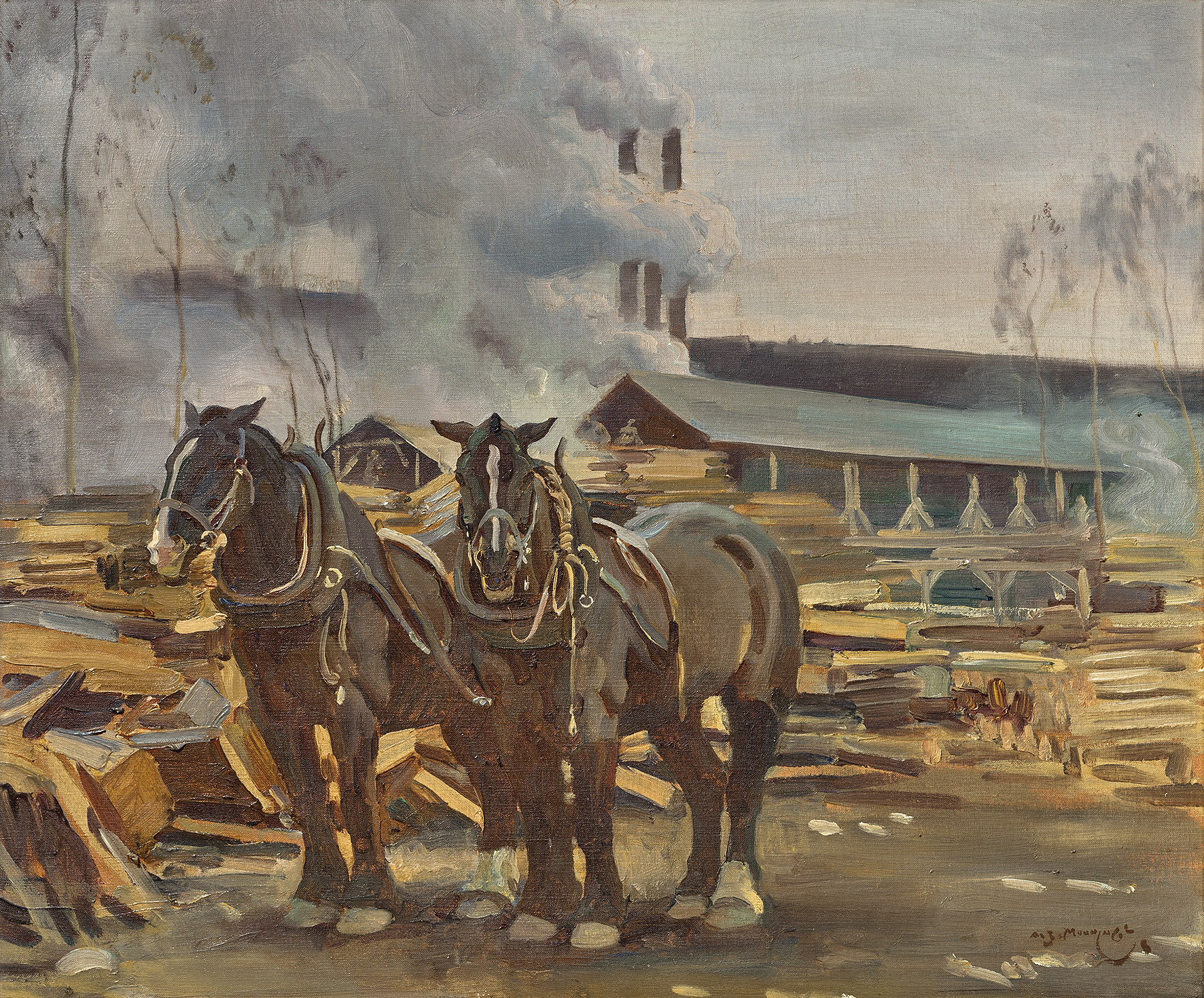 The saw mill in the forest of Dreux, 1918
