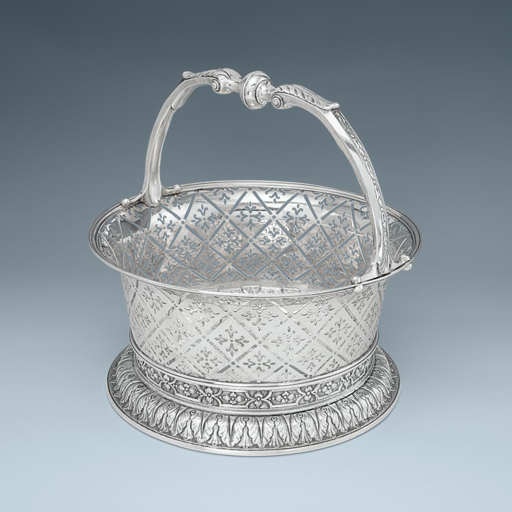 A Large George II Antique English Silver Cake Basket