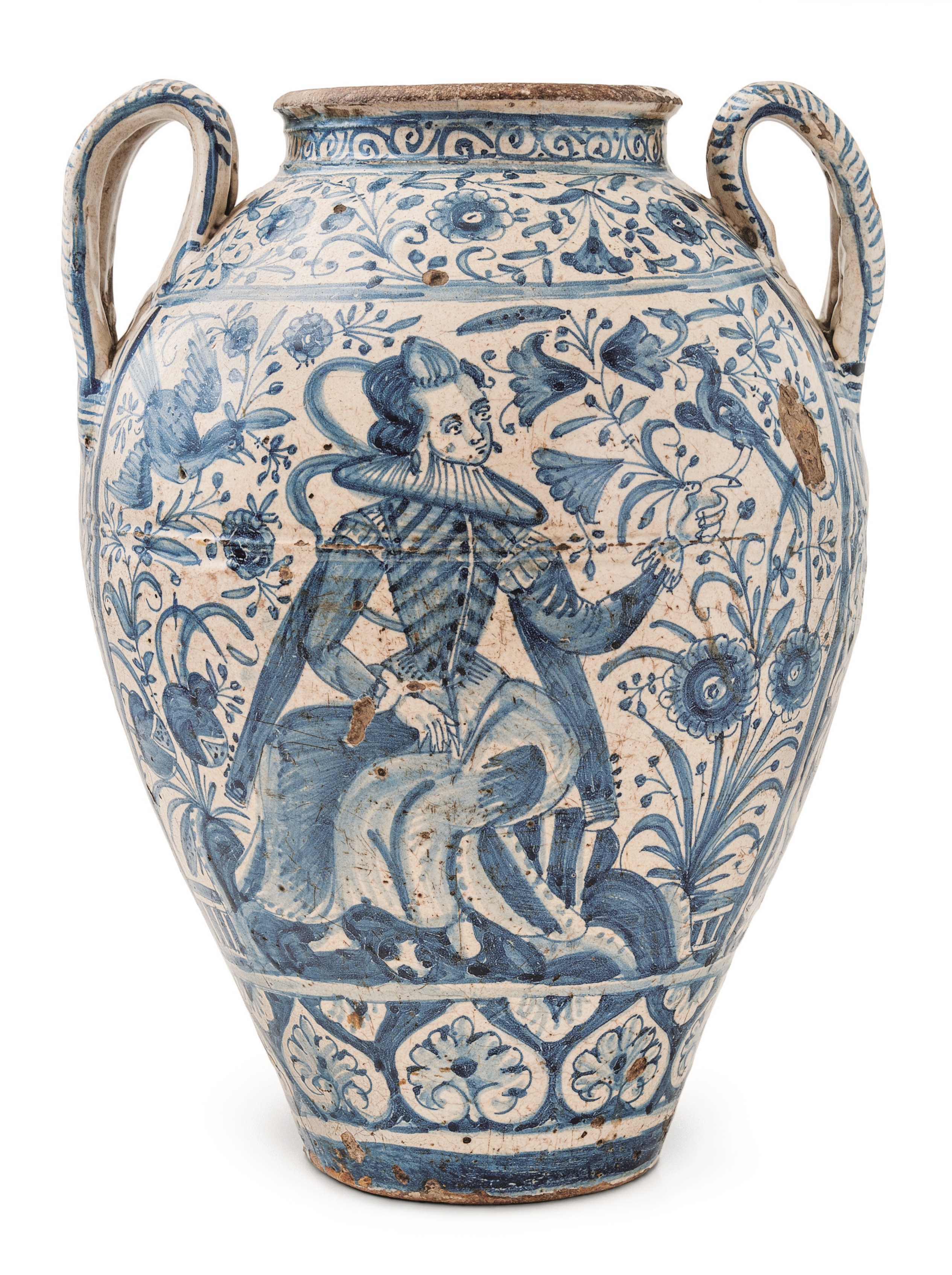Large Portuguese Faïence Two Handled Urn
