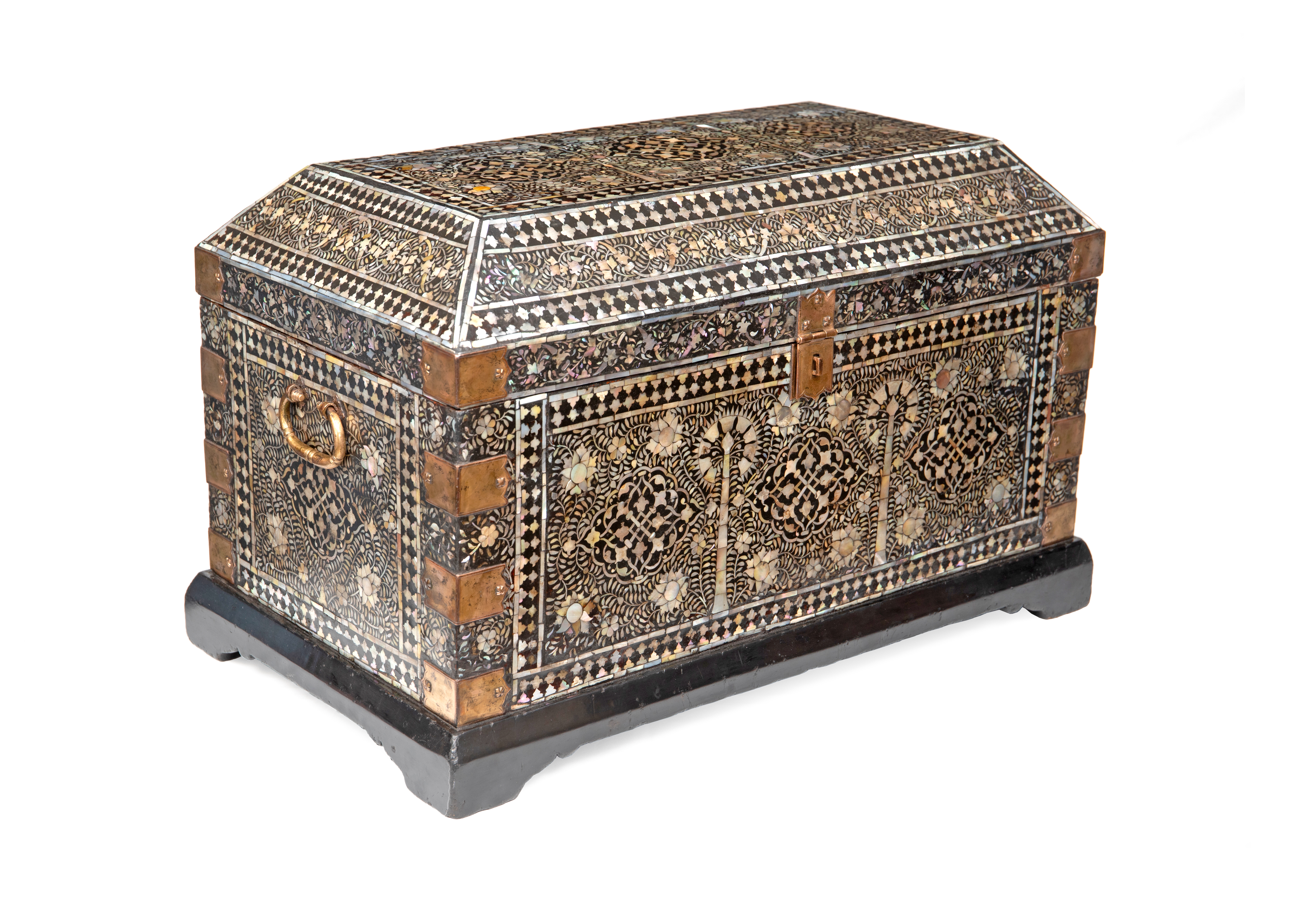 A large Mother-of-Pearl and Mastic Gujarati Chest