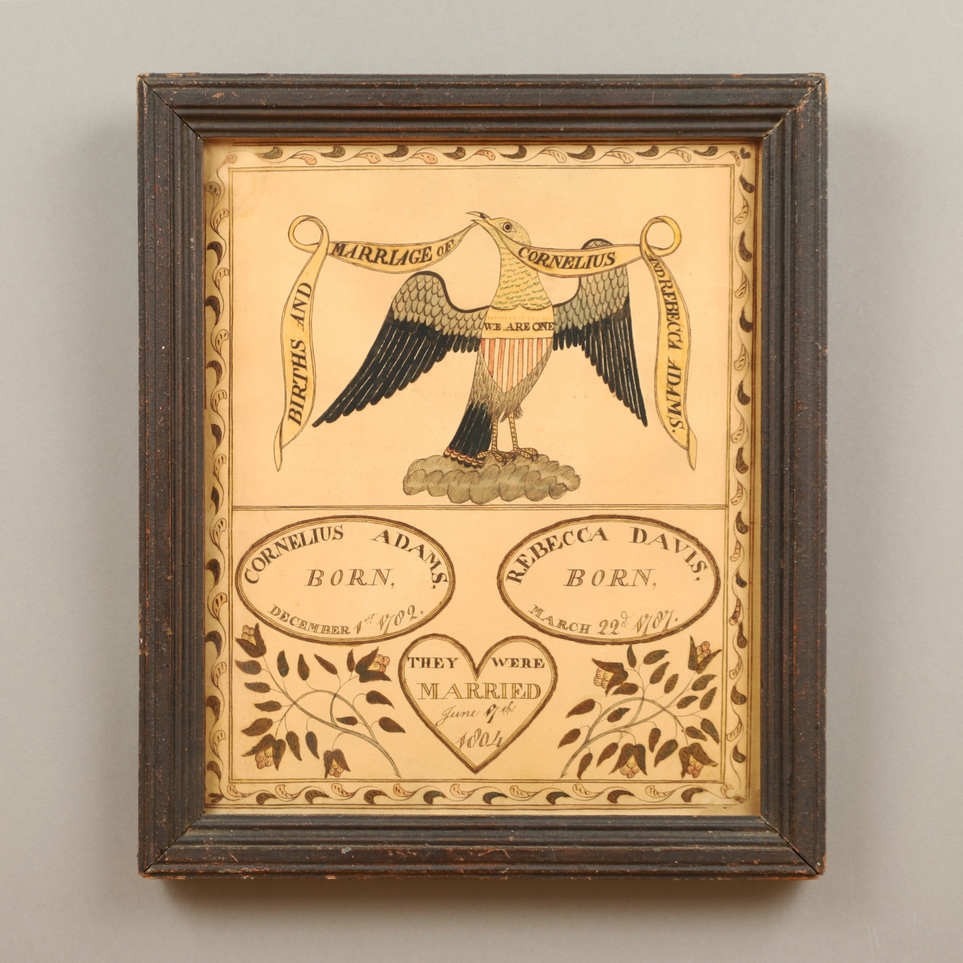 Adams Family Record: Births and Marriage of Cornelius and Rebecca Adams