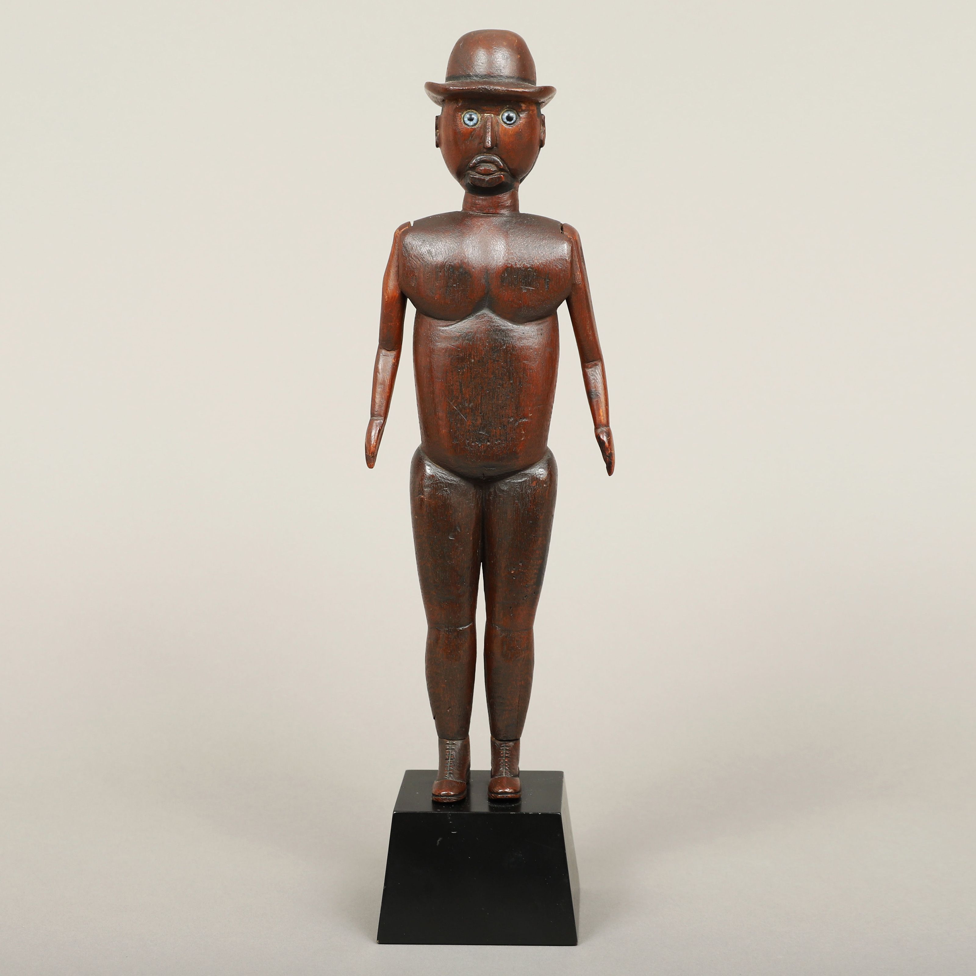 Rare Carved Figure of a Gentleman Wearing a Bowler Hat