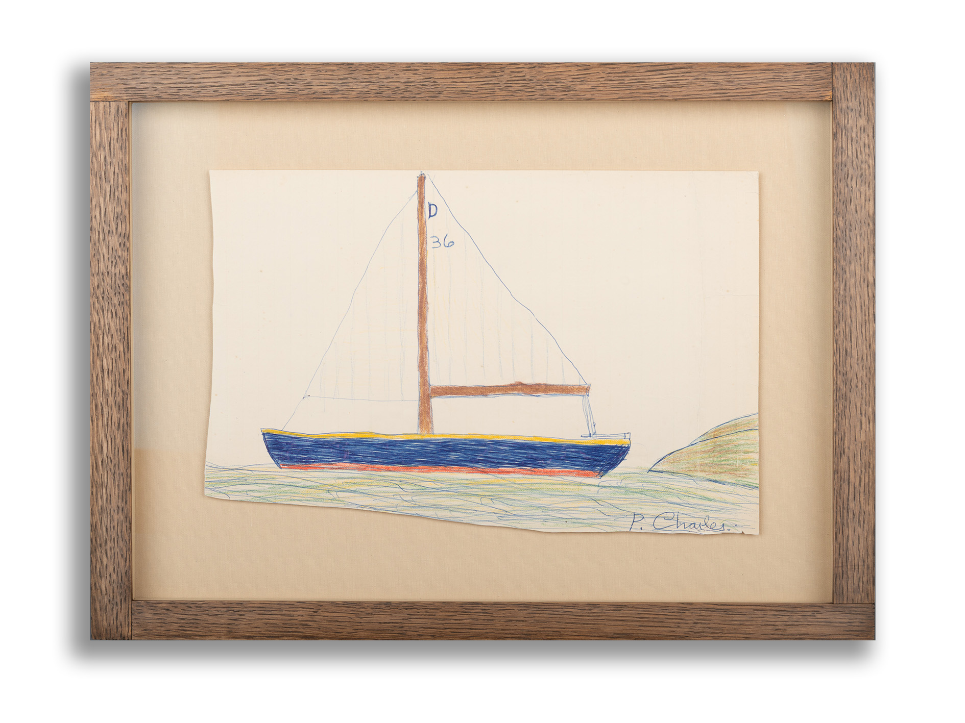 Mixed Media Study of a Sailing Boat Numbered 'D 36'