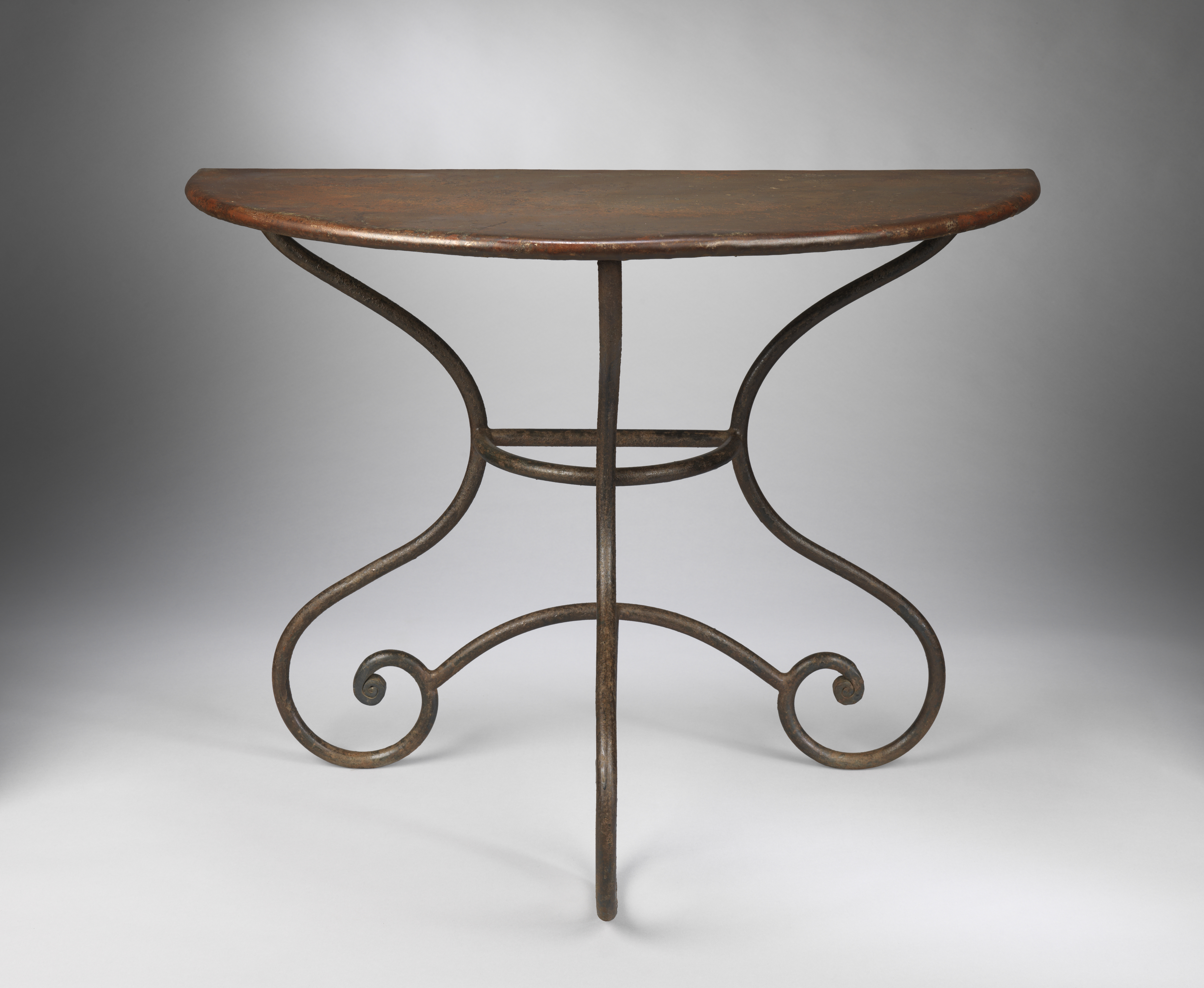 Strikingly Graphic Pair of Demi-Lune Console Tables
