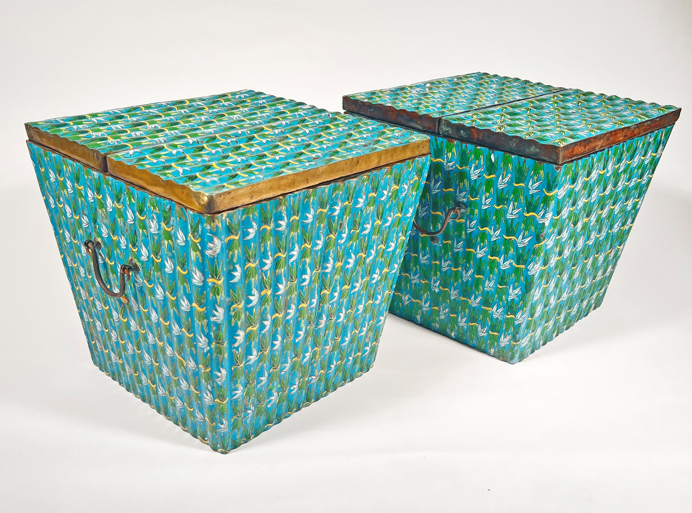 A Pair of Chinese Cloisonne Enamel Ice Boxes