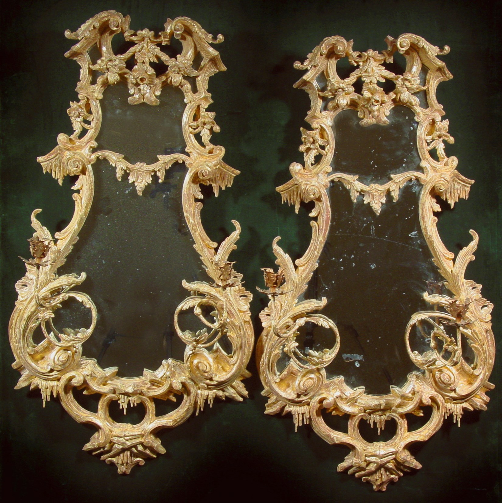 A Pair of George III Giltwood Girandoles