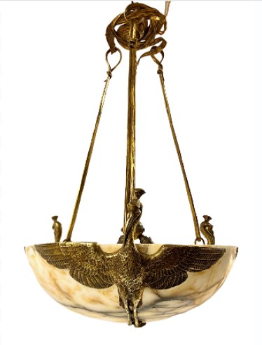 Gilt bronze and alabaster Fixture by Albert Cheuret