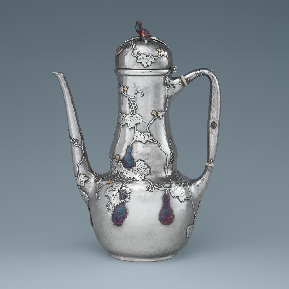 An American Japanesque Silver and Mixed-Metal Coffee Pot