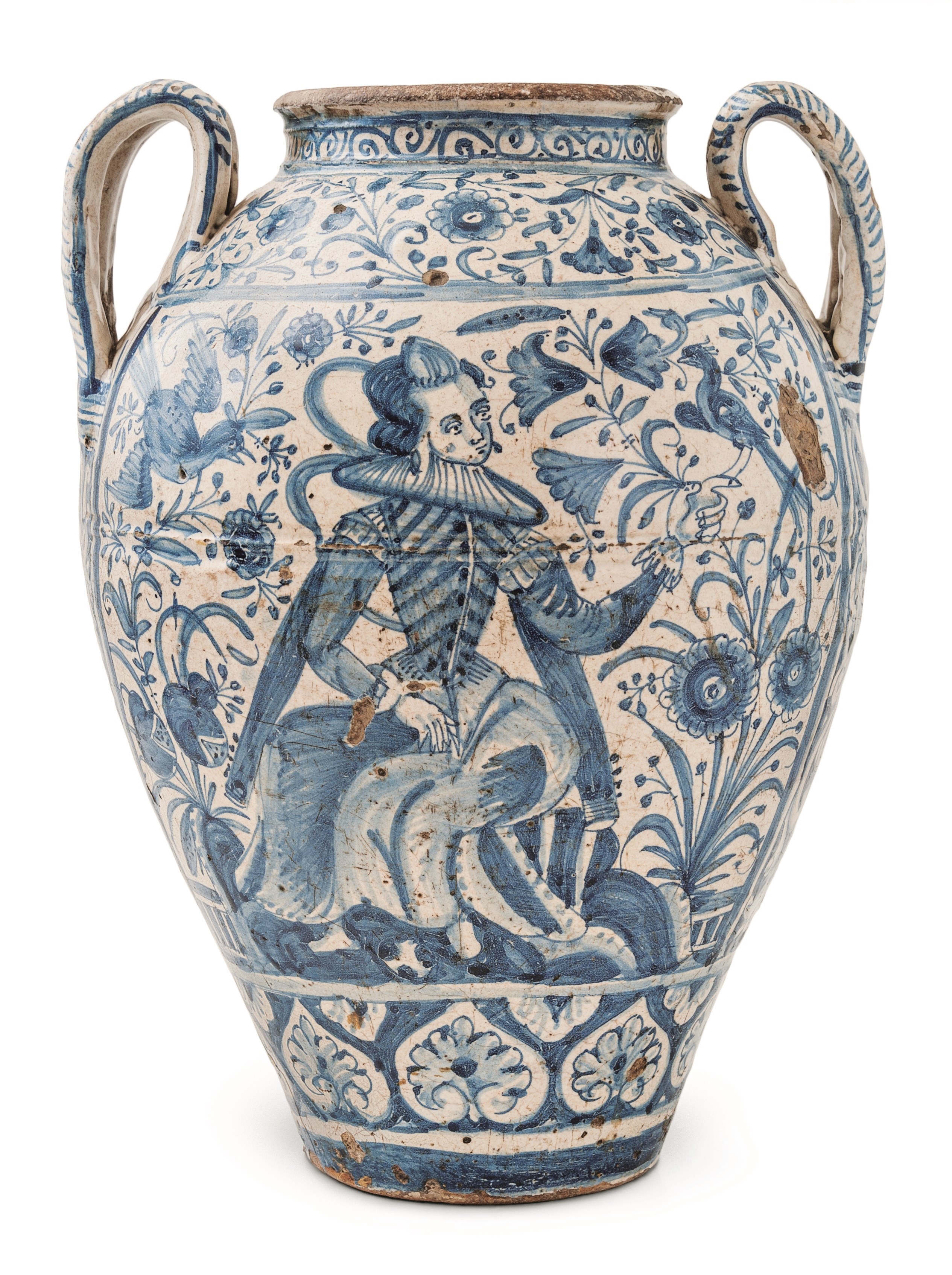 Large Portuguese Faïence Two Handled Urn