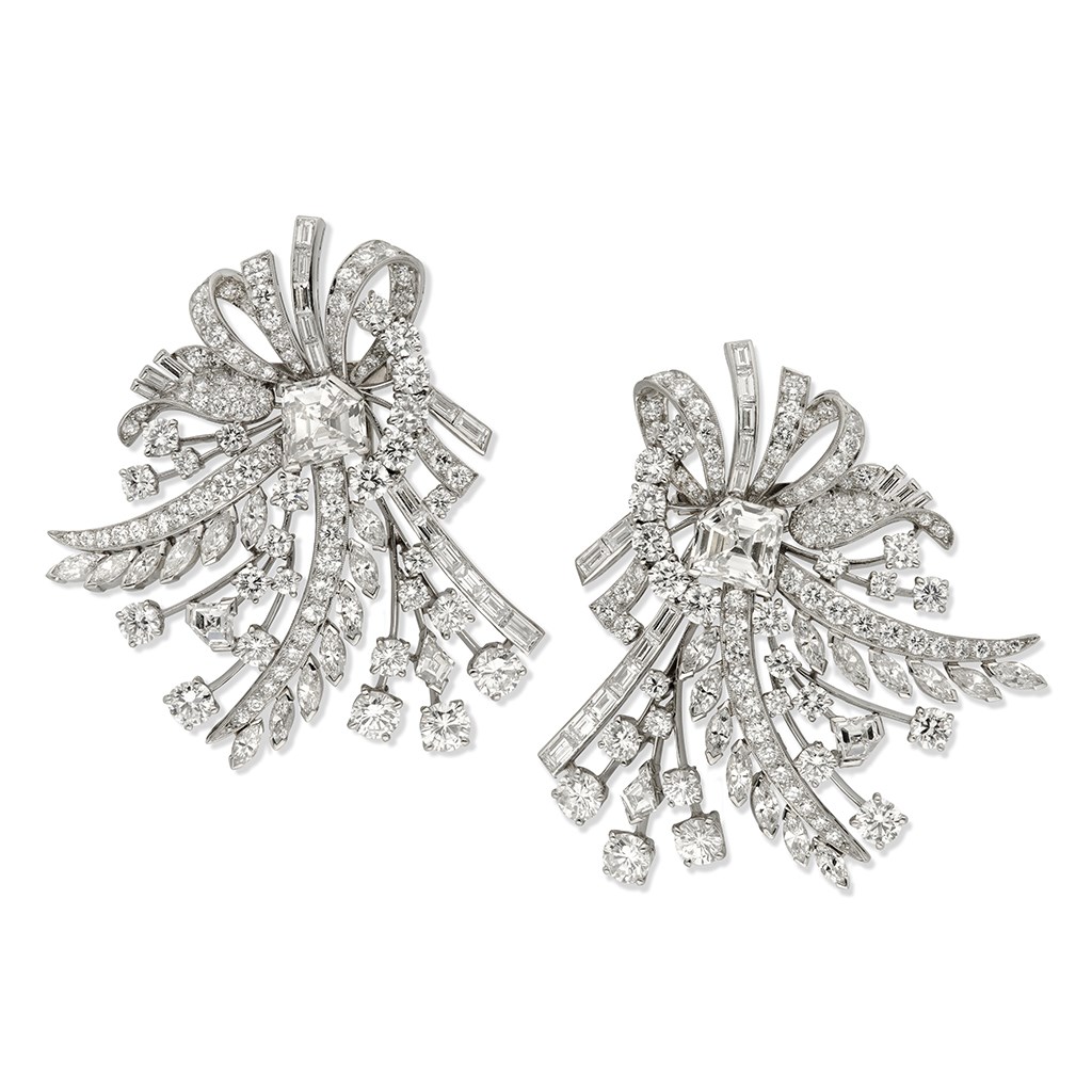 Double Clip Diamond Brooch by Raymond Yard