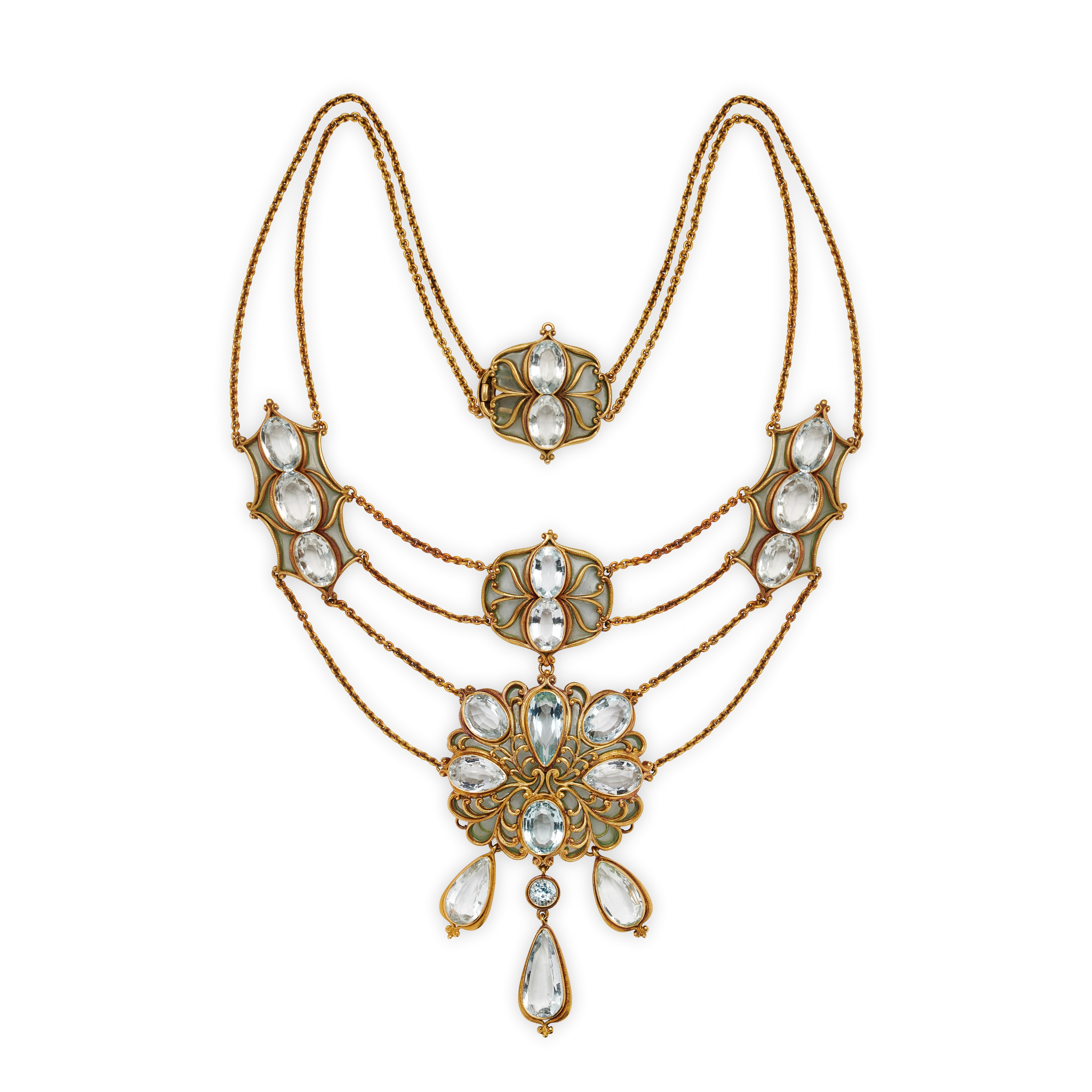 A jewelled and enamelled necklace by Marcus & Co., New York, c.1900