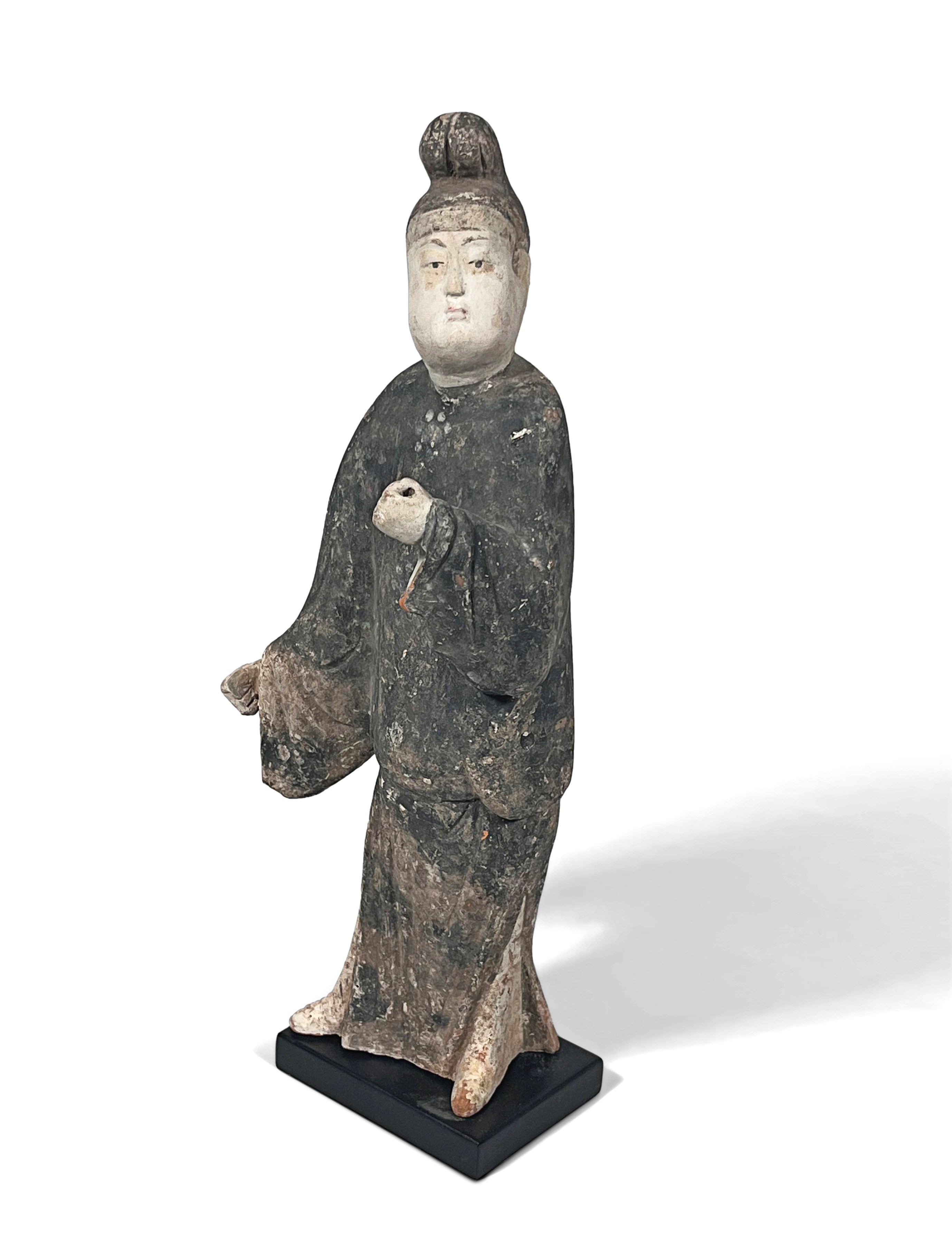 Chinese Unglazed Pottery Figure of a Male Official