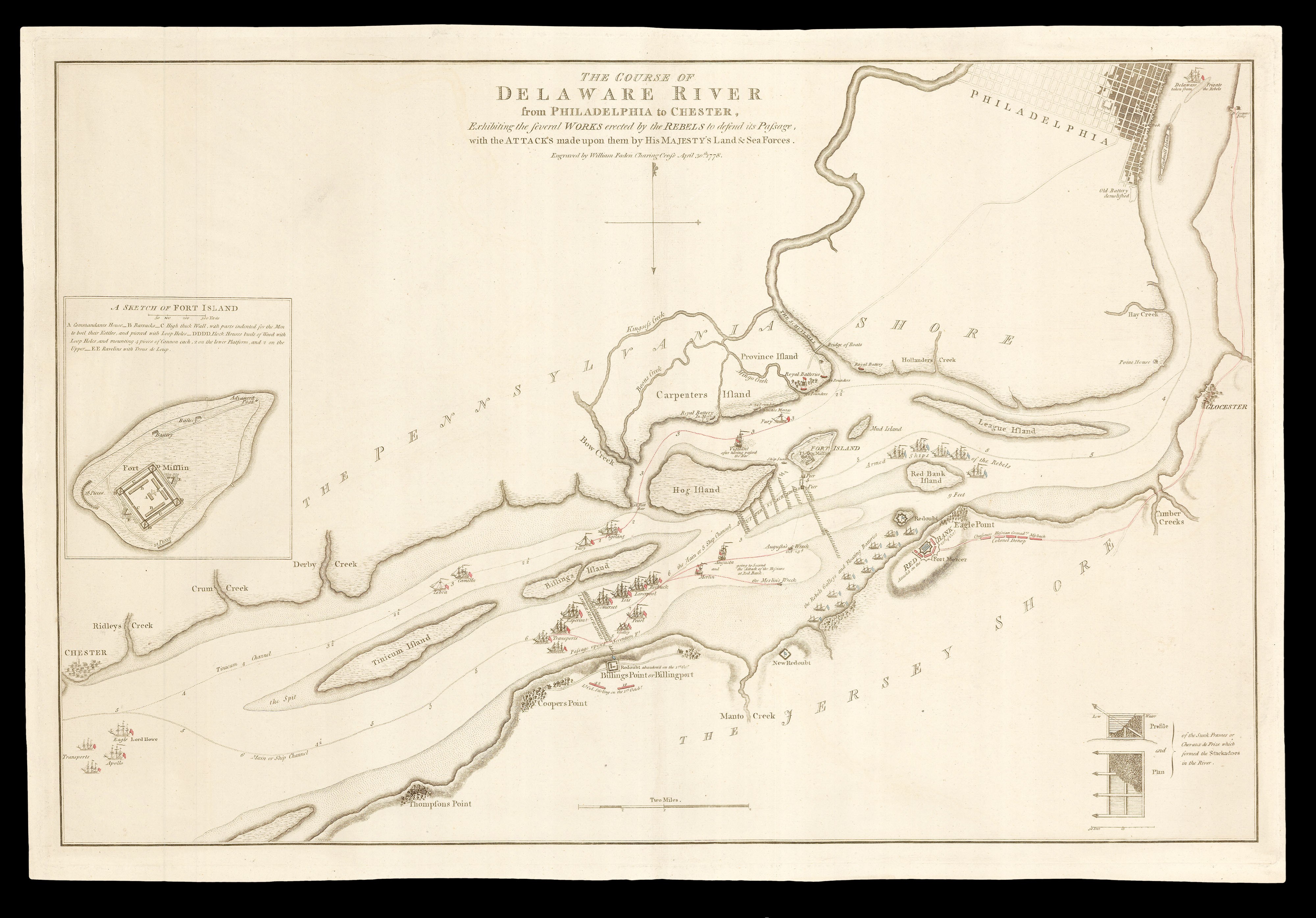 The Course of Delaware River from Philadelphia to Chester.