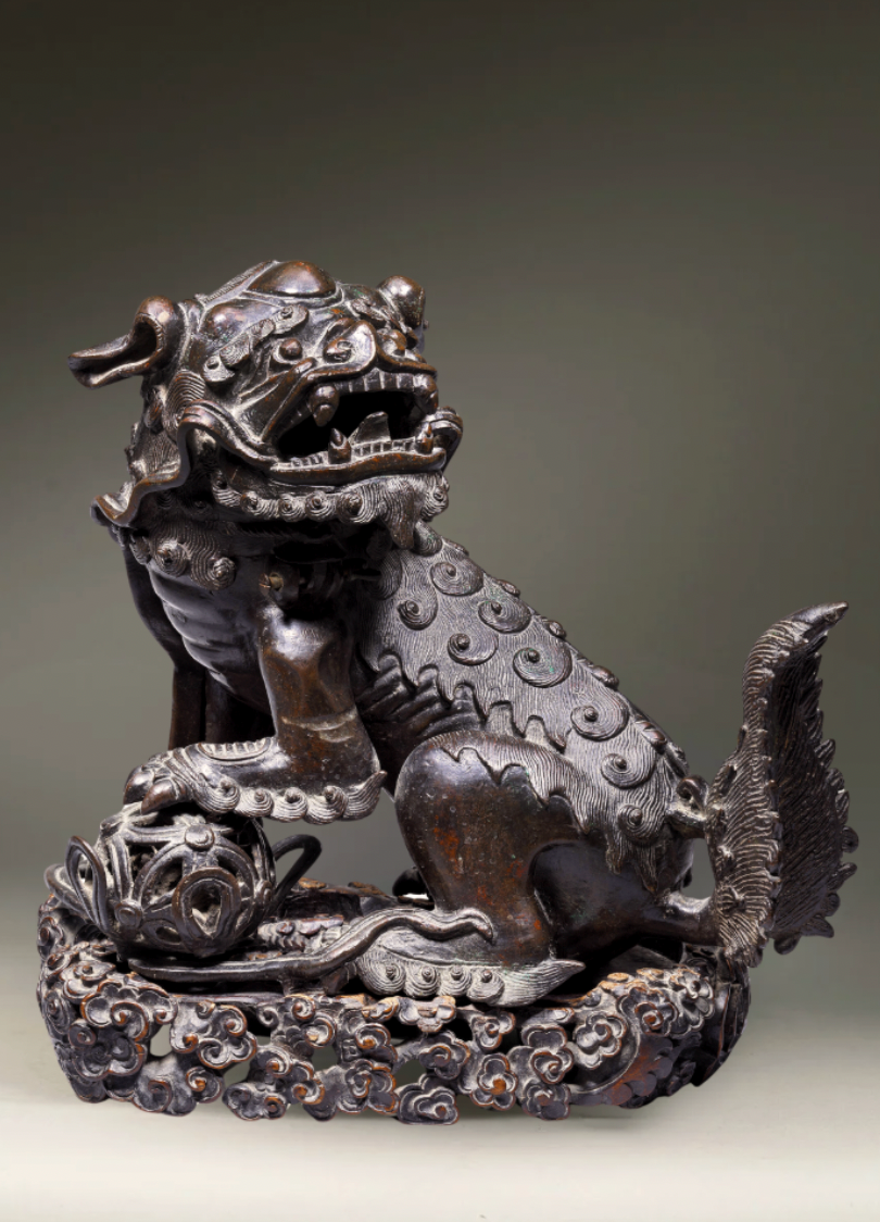 Large Bronze Buddhist Lion Censer
