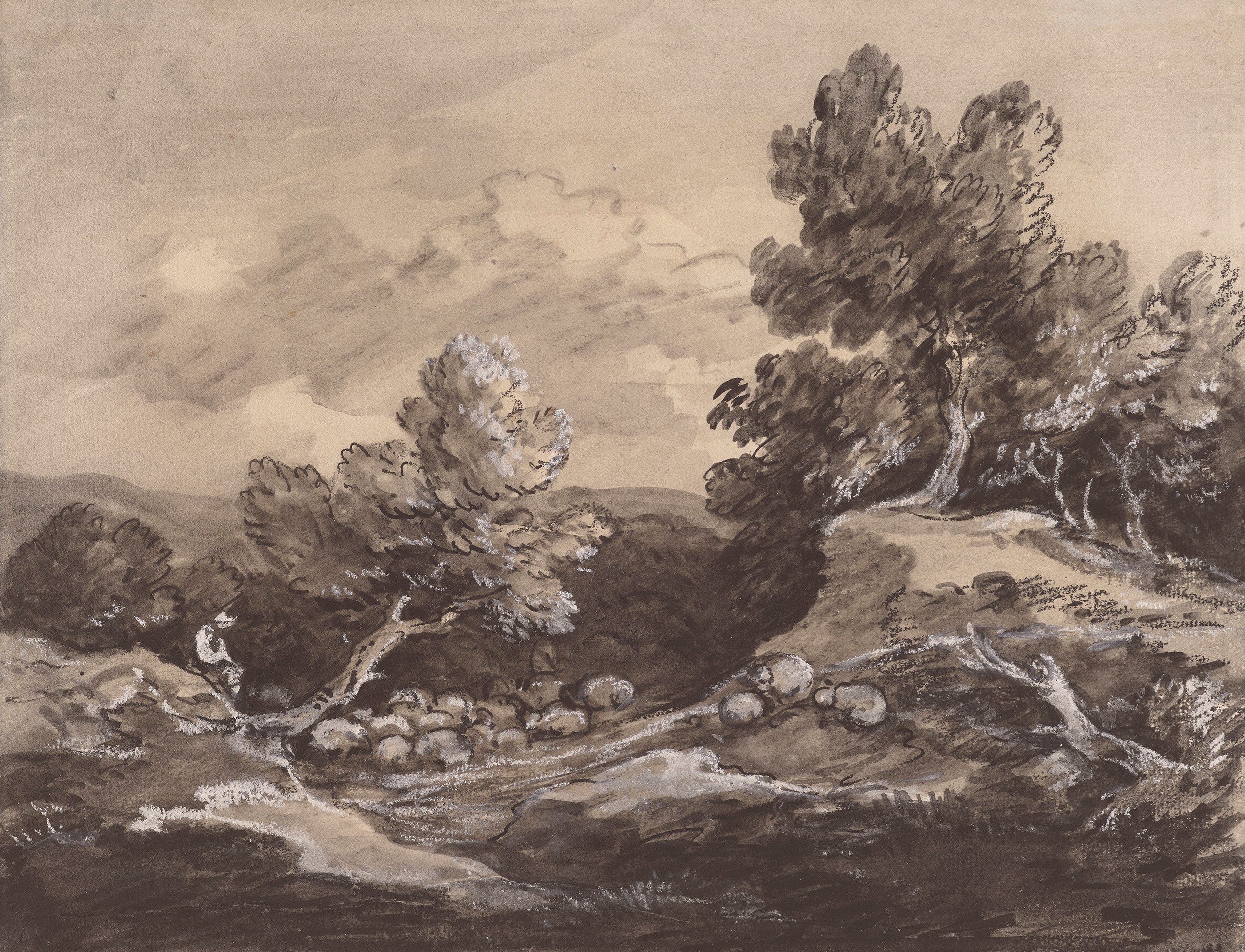 Wooded landscape with shepherd and sheep