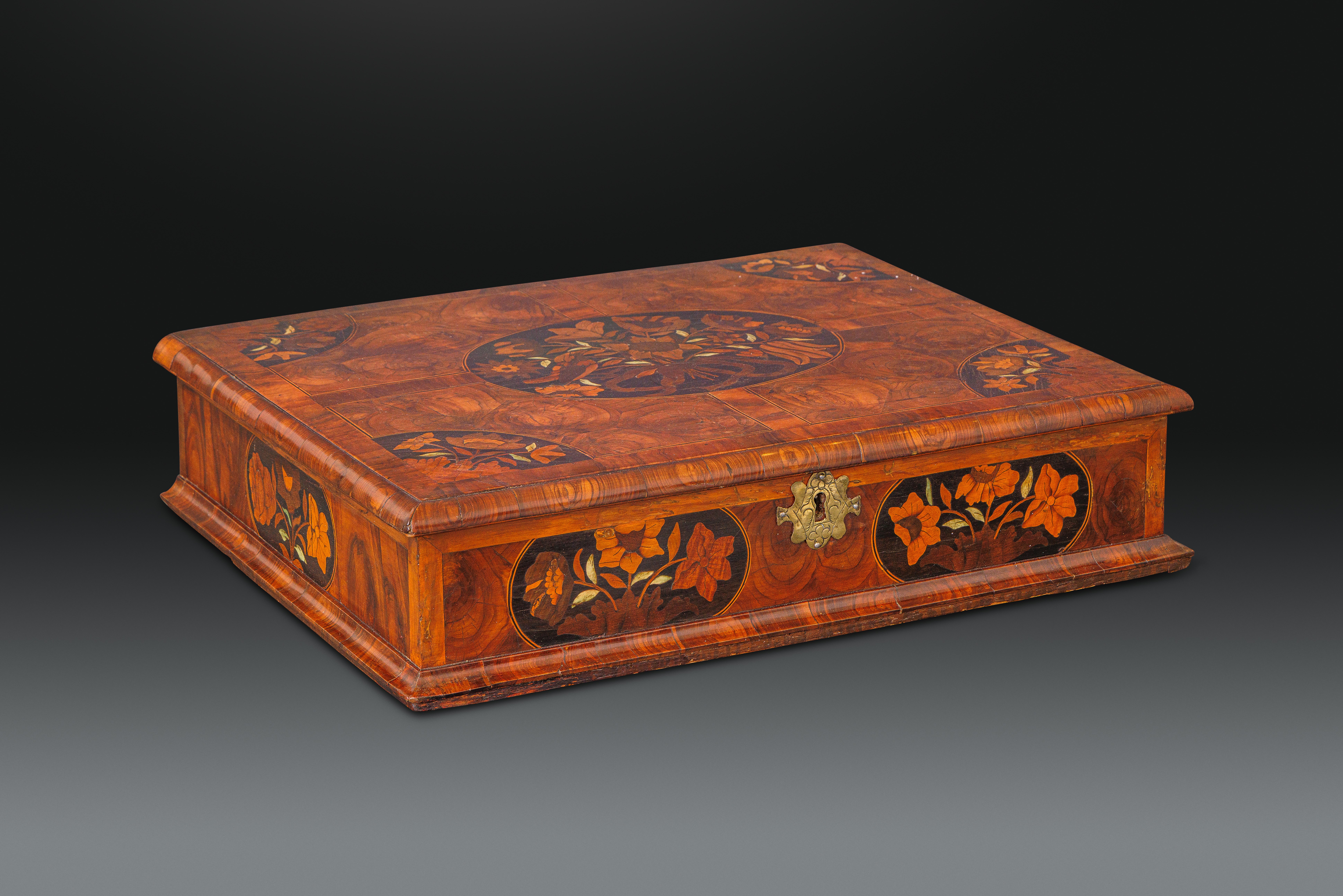 A William & Mary Walnut and Marquetry Inlaid Lace Box