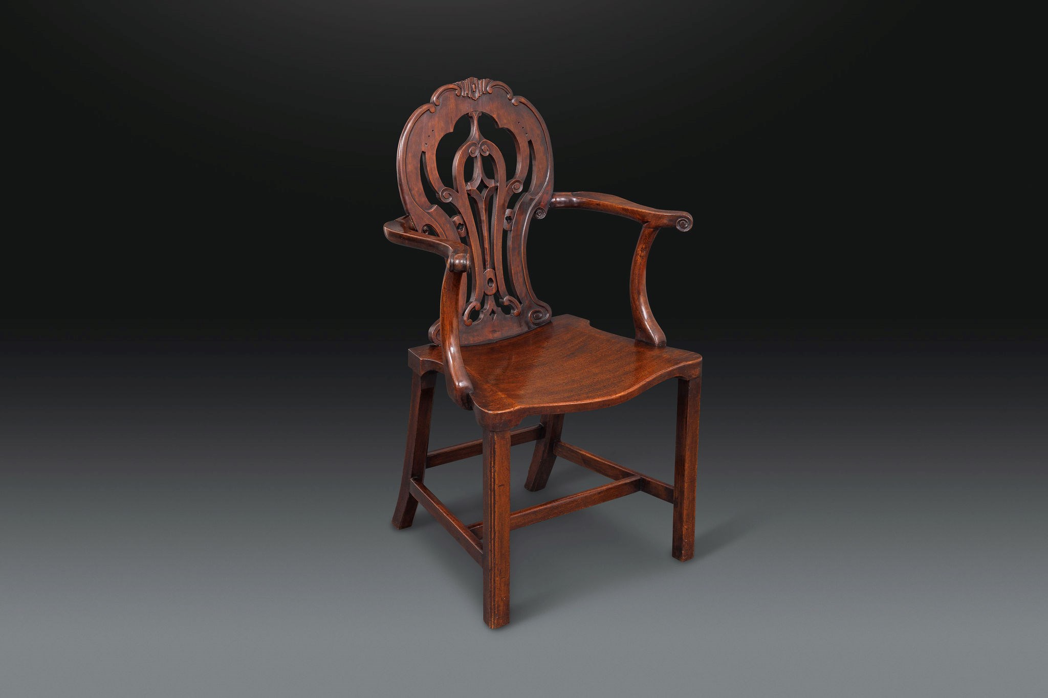 An Exceptional George III Mahogany Hall Chair, Attributed to Thomas Chippendale