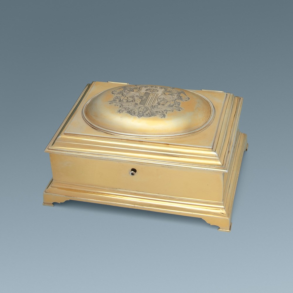 A George I Antique English Silver-Gilt Casket
