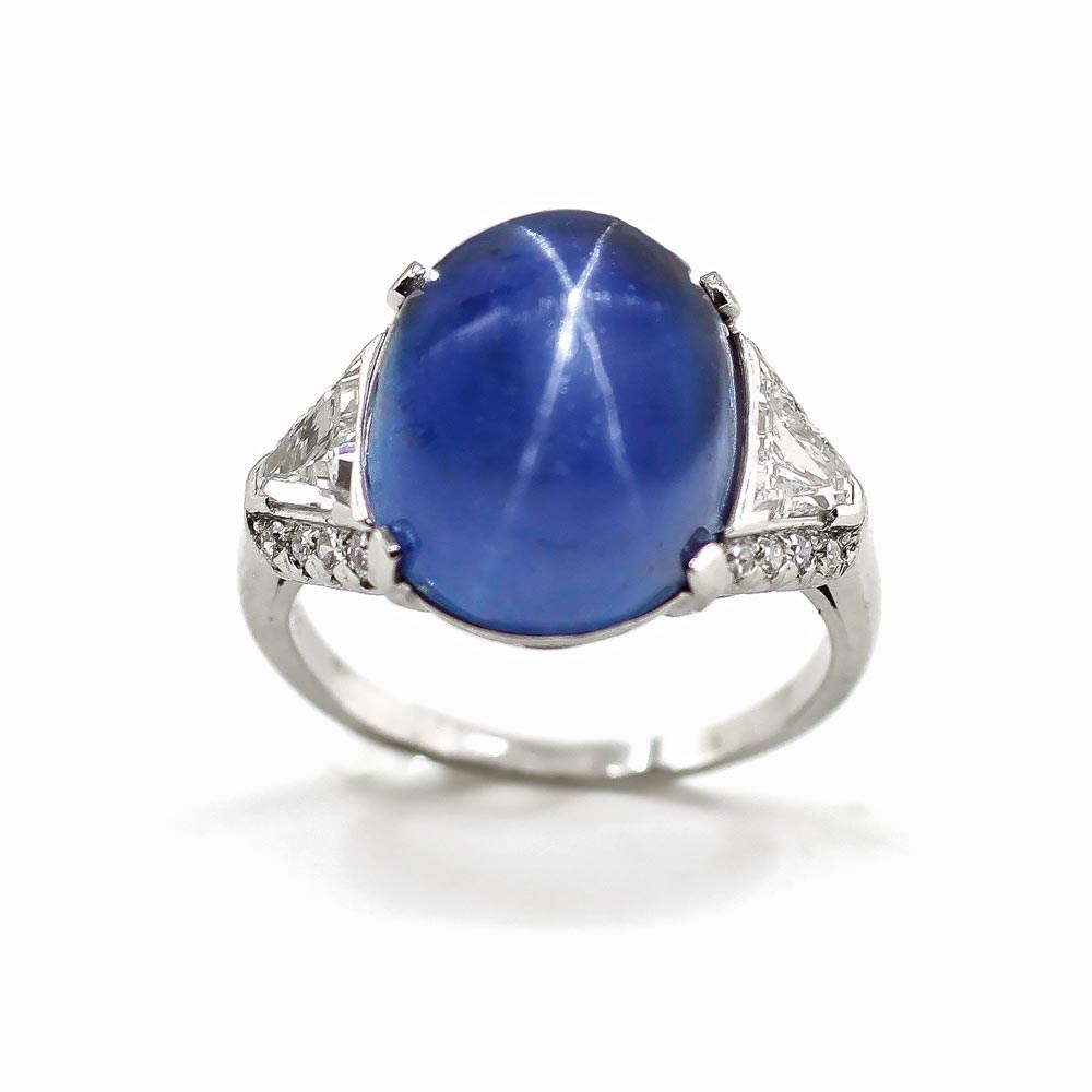 An American Art Deco Star Sapphire & Diamond Ring