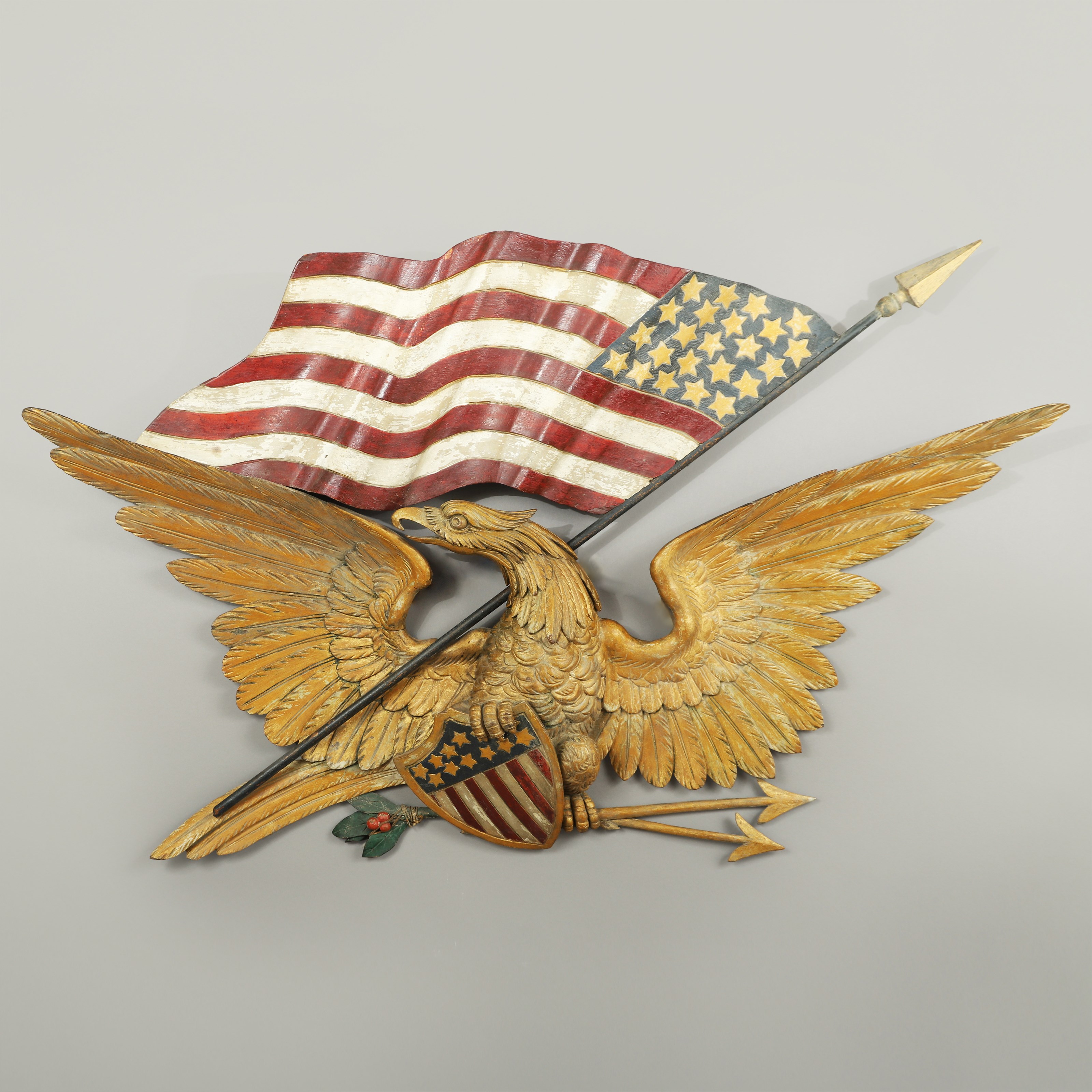 Carved Eagle with American Flag