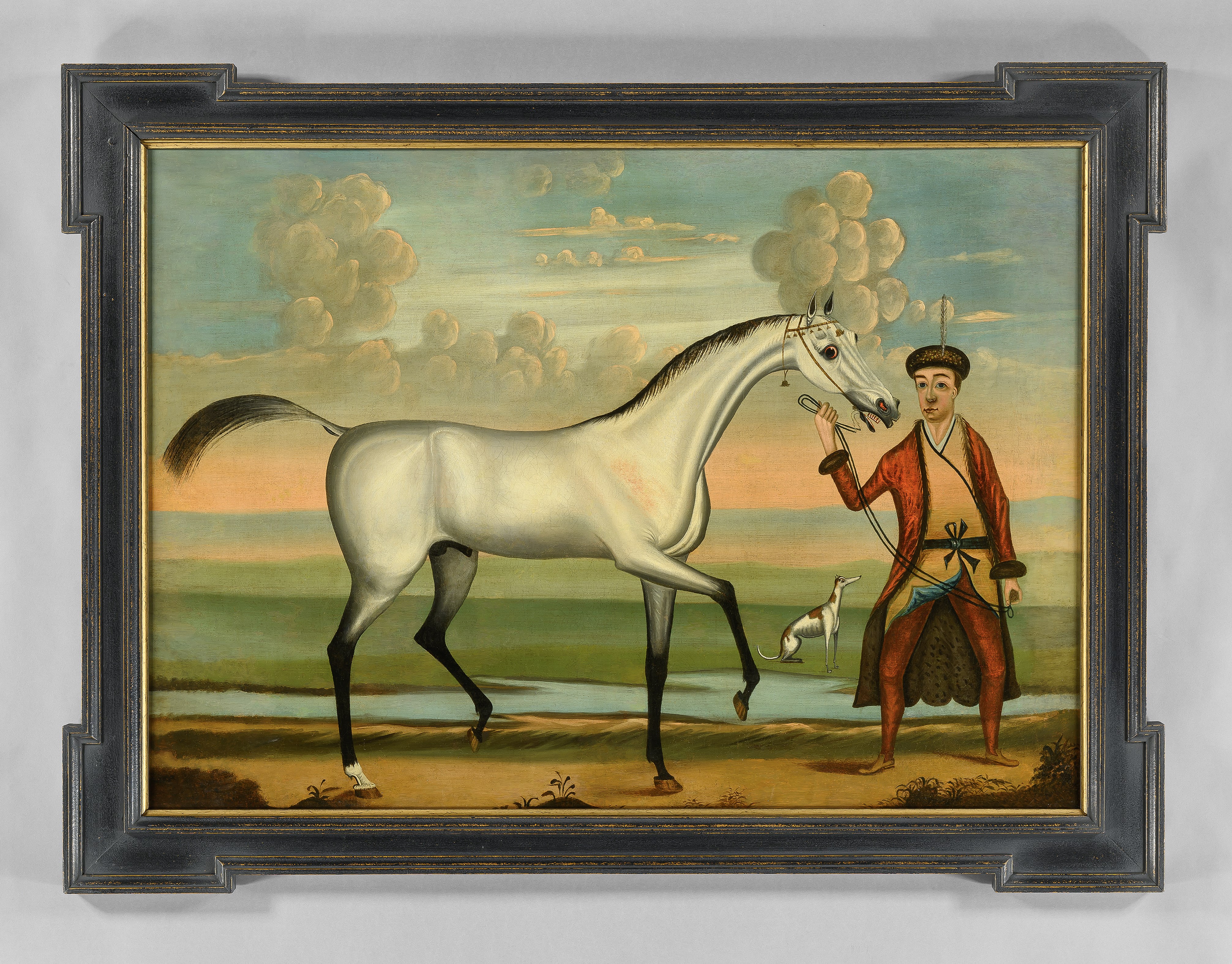 Outstanding Early Naive Portrait of the Bloody Shouldered Arab Stallion